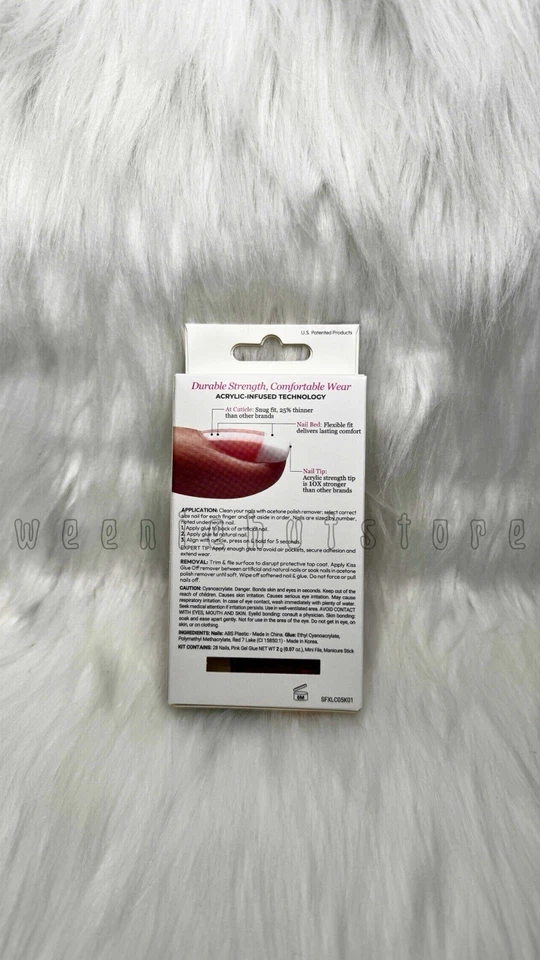 KISS Acrílico Francés Prensado Uñas XL NUEVO CON Pegamento SF02 Foto 3 de 3