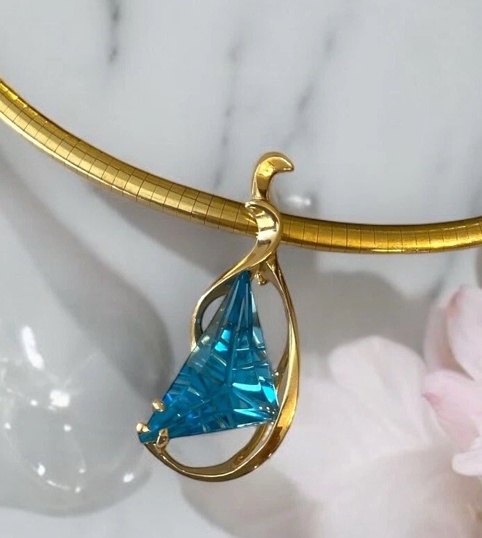 Designer CUSTOM 14k Solid Gold Massive Carved Blu… - image 16