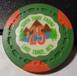 SOUTH TAHOE CASINO $25 hotel casino gaming poker chip Lake Tahoe NV