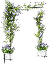 7.7Ft Wedding Arches Backdrop Stand Decor Garden Arch Trellis w/Planter Boxes