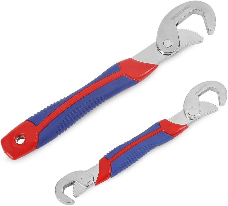 WORKPRO 2-Piece Adjustable Wrench Spanner Set, High Carbon Steel Multi-function