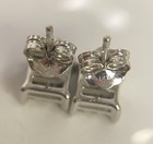 14k White Gold Natural Princess Cut Diamond Stud Earrings 1.0g Approx 0.15 CTW — photo 10