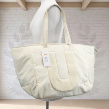 NEW ❤️ Lug Avion SE Cream Daisy Travel Tote Quilted Sherpa Winter Weekender XL