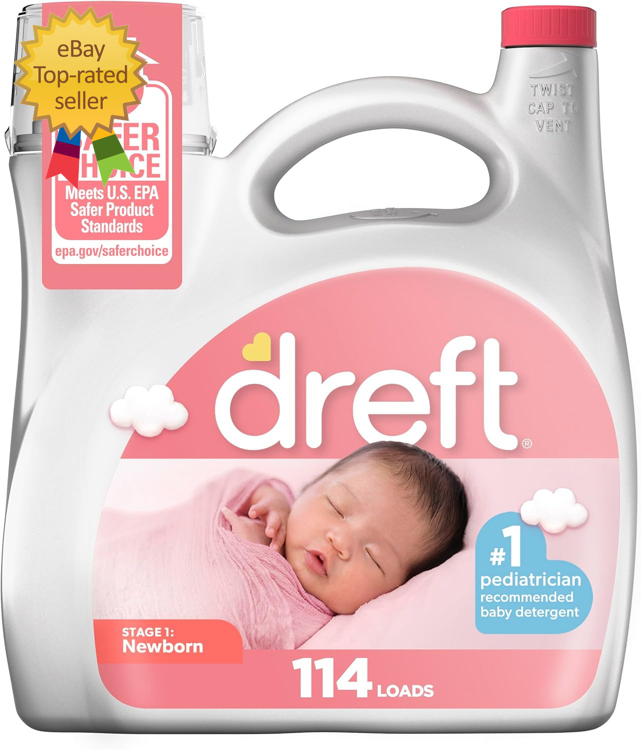 Dreft Stage 1 Newborn Baby Liquid Laundry Detergent, Gentle on Sensitive Skin, H
