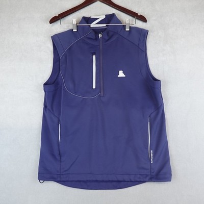 Zero Restriction Tour Series Vest Mens M Navy 1/4 Zip Golf Club Logo