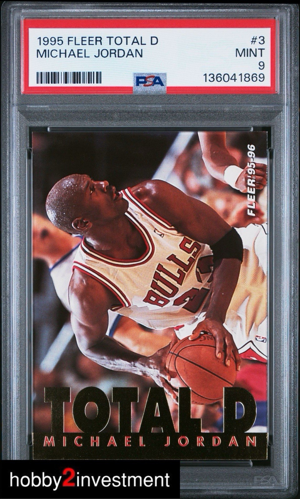 1995 Fleer Total D #3 Michael Jordan Total PSA 9 Mint ! Beautiful Card ! Clean !
