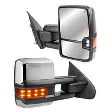 Power Heated Fold Chrome Tow Mirrors 2pc for Silverado Sierra 1500 2500HD 3500HD