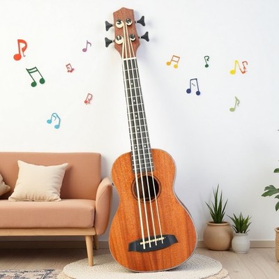 30'' Ukulele Bass Set w/EQ & Amp For Beginners - Mahogany Body & Natural U-Bass