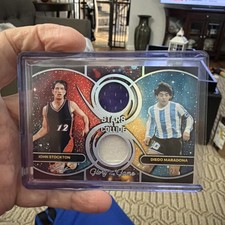 DIEGO MARADONA & JOHN STOCKTON 2025 Leaf Glory Of The Game Jersey Patch 23/25