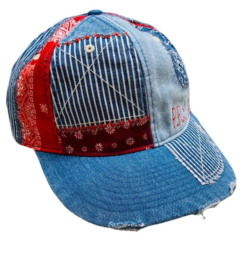 NUEVO CON ETIQUETAS Ralph Lauren Polo Denim & Supply Denim Patchwork Bandana Gorra de Béisbol Foto 2 de 4