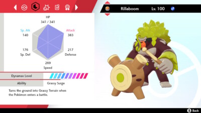 Pokemon Sword and Shield SWSH - Shiny 6IV Max EV Battle-Ready Rillaboom
