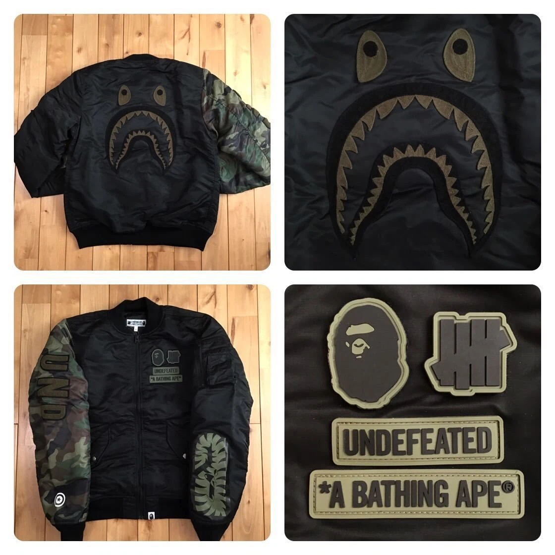 A BATHING APE (BAPE) nuovo imbattuto BAPE Shark MA 1 shark bape taglia S dal GIAPPONE 2503SM