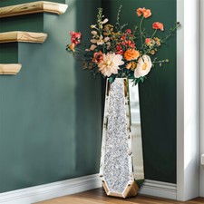 Bodenvase Groß 70cm Silber Dekovasen Wohnzimmer Glas für Pampasgras Dekozweige
