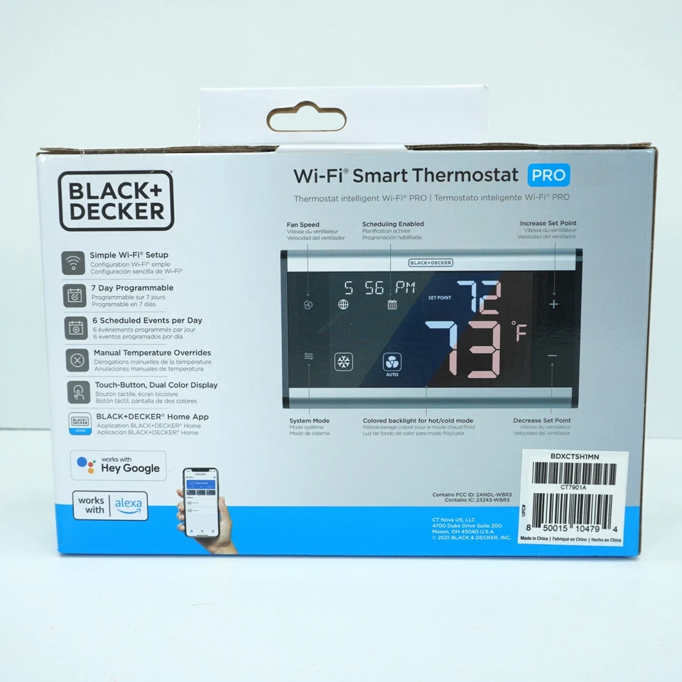 Black and Decker Wi-Fi Smart Touch Key Thermostat Pro Programable Dual Color - Image 2 of 4
