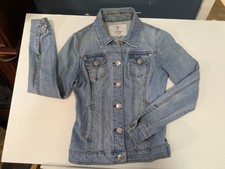 Women’s Guess Los Angeles 1981 Washed Denim Jean Jacket Size Small Light Blue