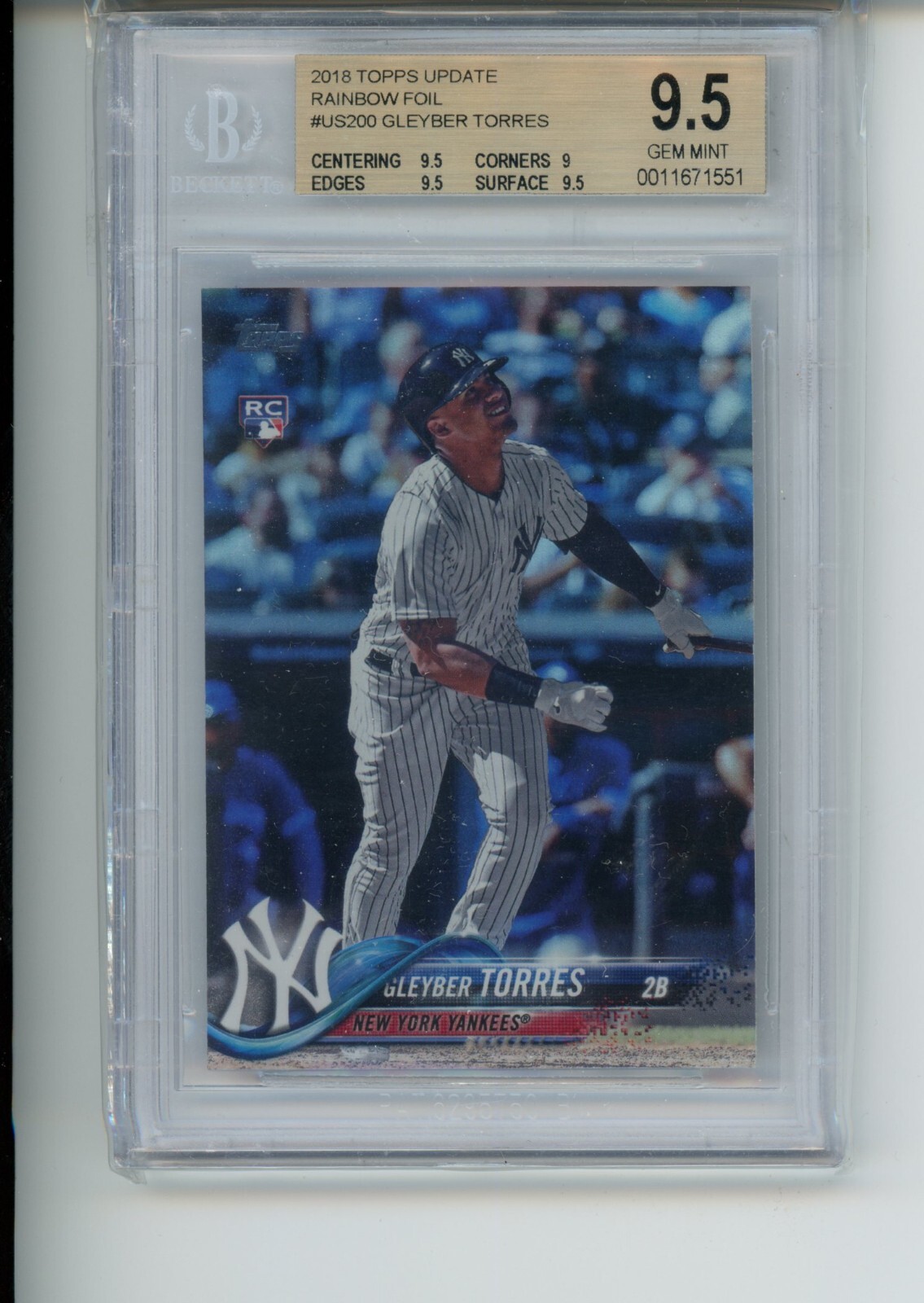 2018 Topps Update Gleyber Torres #US200 Rookie RC Rainbow Foil BGS 9.5 (551)