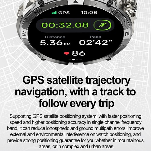 Men Smart Watch Outdoor Sports GPS Tracker Smartwatch Bluetooth Call for Phones - Picture 4 of 18