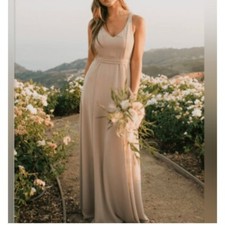 Show Me Your Mumu Jenn Maxi Dress – Tan Chiffon, Size S,