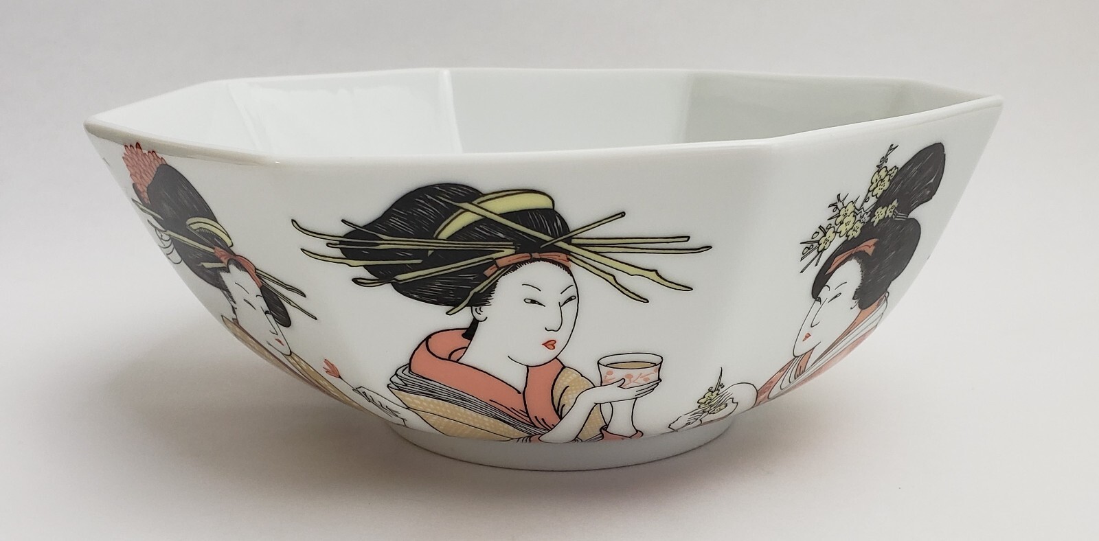 Vintage Fritz and Floyd Geisha Girl Serving Octagonal Vegetable Bowl Large Japan