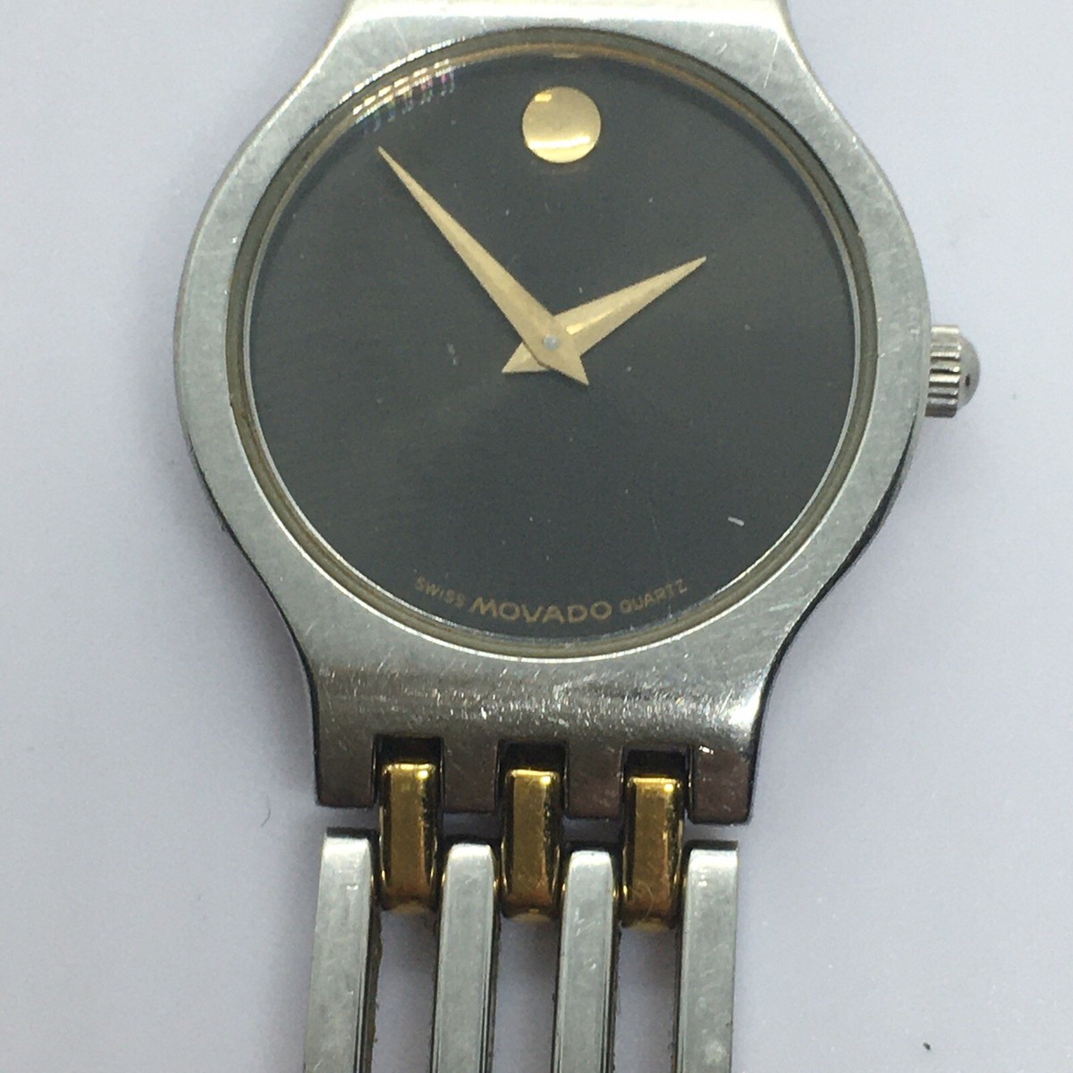メナード Movado Esperanza Black Dial Silver Gold Women's 84 25 8114