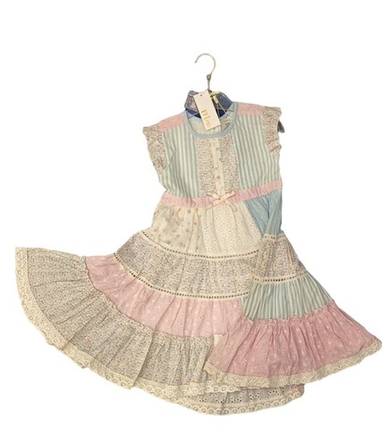 Vintage oshkosh pink denim check gingham flower embroidered girls