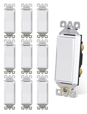 AIDA Single Pole Rocker Decorator Light Switch, 15 Amp Self-grounding Electrical