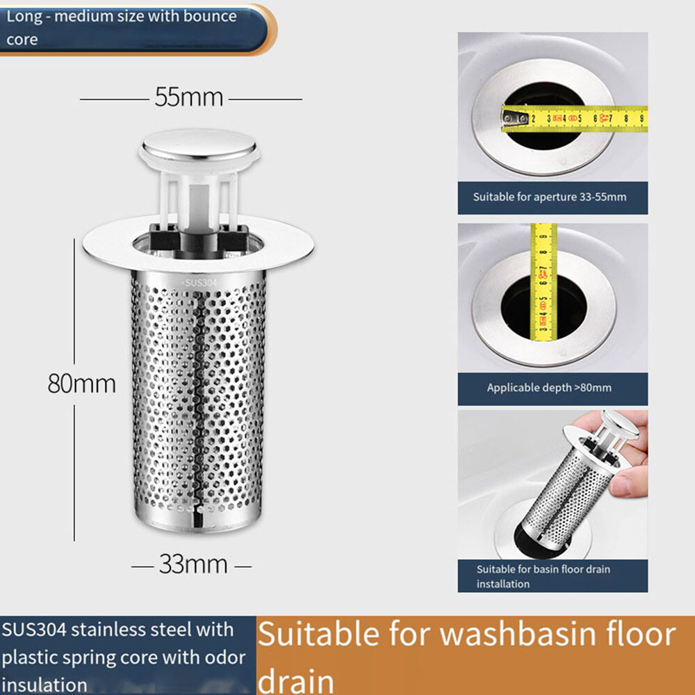 Pop-up Ablaufventil Mit Sieb - WaterJake Abflussfilter Für Waschbecken 33-55mm - Verstopfungs-Schutz