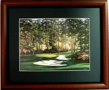 GOLF PICTURE THE 10TH AT AUGUSTA GOLF COURSE LARRY DYKE MATTED FRAMED 16X13