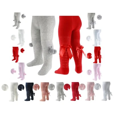 SOFT TOUCH Strumpfhose Baby Mädchen Herz mit Schleife Bommel Cotton Rich Newborn - 5 Jahre