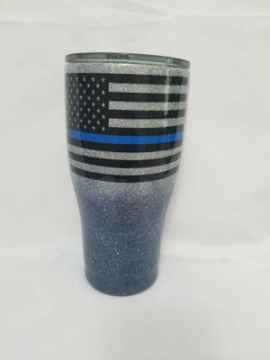 thin blue line glitter tumbler