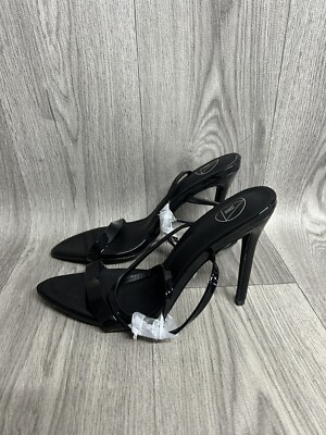 Women’s Missguided Black Patent Faux Leather Strappy Heels Size UK Brand  New UK