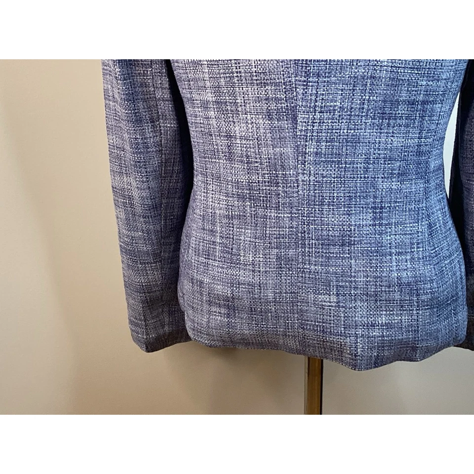 Talbots Womens Blazer Purple Tweed 100% Pure Silk Long Sleeve Button Front 4 - Image 3 of 4