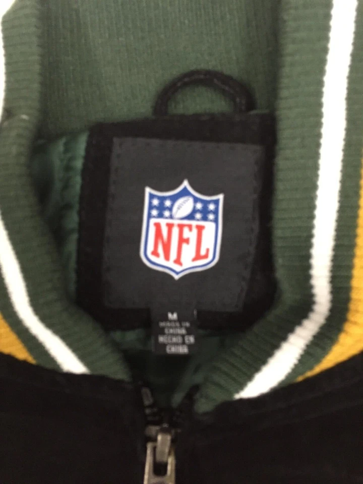 Chaqueta de cuero de gamuza con cremallera completa Green Bay Packers NFL GIII para hombre MEDIANA Foto 3 de 4