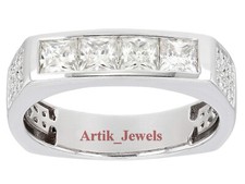 Prinzessin Schnitt Moissanit Mit 14K Wei&szlig; Vergoldet Silber Ring f&uuml;r Herren #365