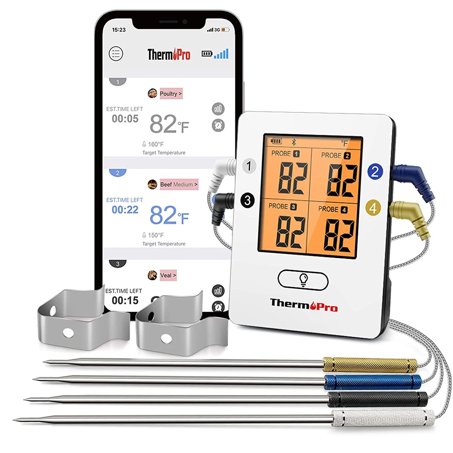 ThermoPro TP25 500ft Wireless Bluetooth Meat Thermometer 4 Probes Rechargeable
Opens in a new window
