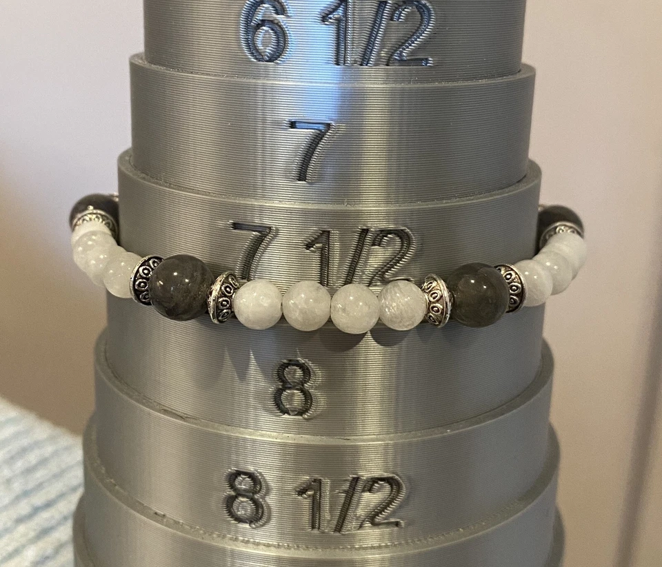 Pulsera de piedras preciosas de luna y labradorita. 7,5 pulgadas. Regalo para ella. Cierre de palanca. Foto 3 de 4