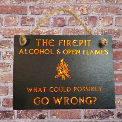 Garten Feuerstelle Schiefer Schild lustig Gartenschilder Feuerstelle Zubehör Alkohol Geschenke