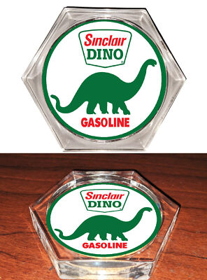 Sinclair Gas and Oil Gasoline Dino Hexagon Acrylic Coaster and Real Cork Backing