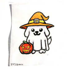 VINTAGE Halloween Ornament Needlepoint Canvas American on 18 mesh Handpainted