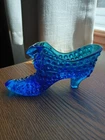 Vintage Cobalt Blue Fenton Glass Cathead Hobnail Shoe