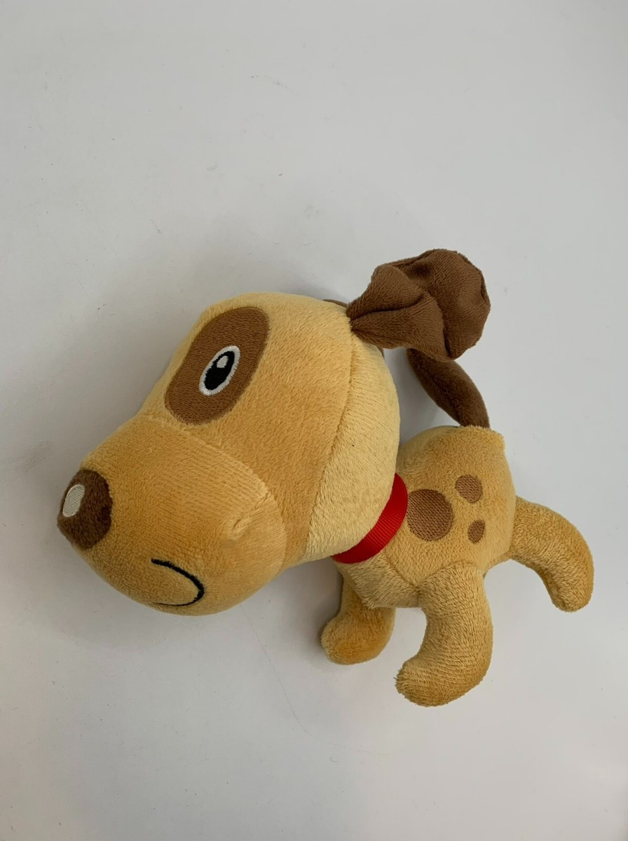 Walmart small plush brown dog spots tan red collar 6