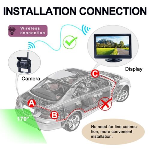 5" Wireless Car Monitor Reverse Rear View Camera Kit for Truck Caravan RVs - Picture 3 of 24