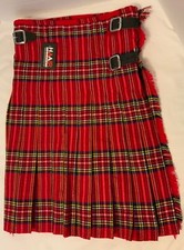 Kilt Scottish Design Tartans Mens Size 30 Red/Yellow/Black Plaid W/Buckles