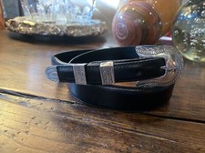 Navajo James Reid style Santa Fe Sterling Silver Belt Buckle 35-37-1.25/.75  