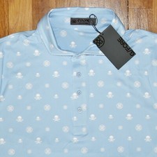 G/FORE RGB Tech Jersey Golf Polo Mens M L XL Skulls Tees Sky Blue 120