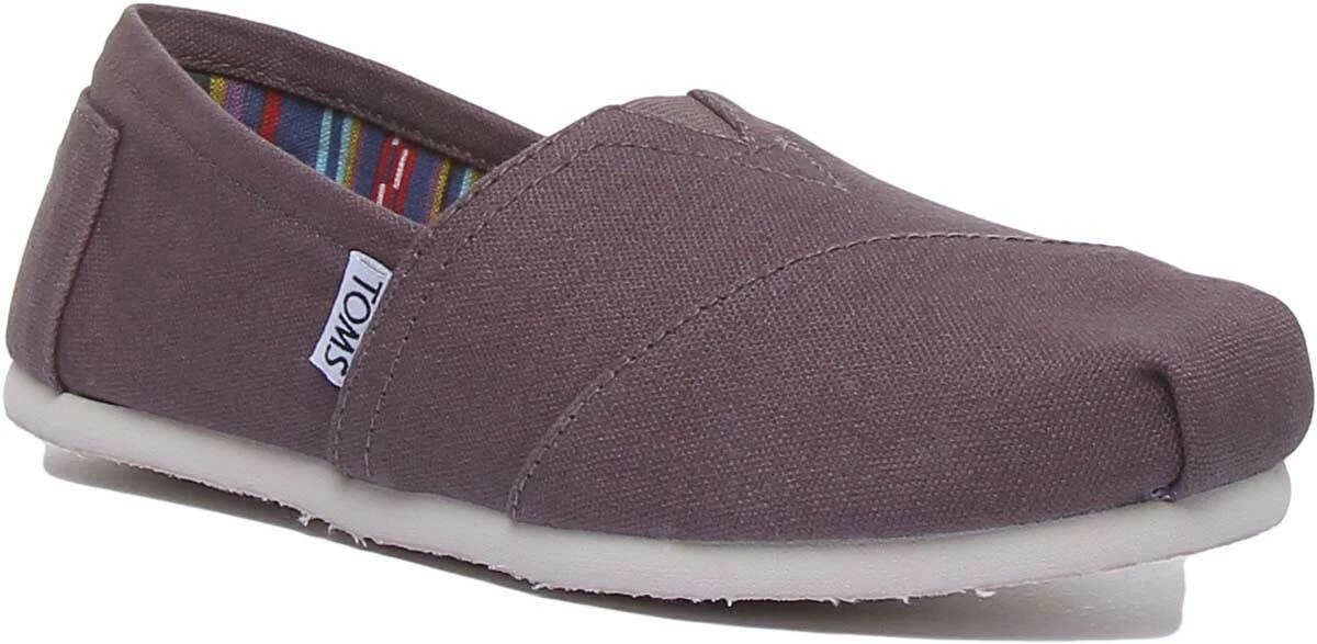 Toms sin Cordones Clásicos Mujer Lona Zapatillas en Varios Colores Talla UK 3-8