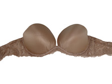 Victorias Secret Womens Bra Brown Floral Padded Underwired Strapless Size 34D