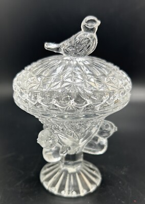 Hofbauer Byrdes Crystal Small Bird Footed Covered Trinket Box (M29)