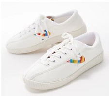 Tretorn Women's US 9M Nylite Plus Canvas Rainbow Lace Up Sneakers White Sweden
