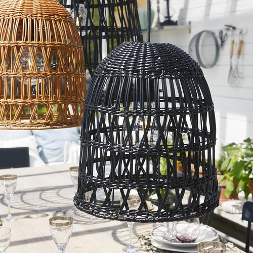 Star Trading Lampenschirm Knute, Rattan, Schwarz, E27, Außenbereich, 33 cm - Bild 2 von 5